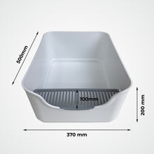 Load image into Gallery viewer, mogbog large cat litter tray with dimensions.